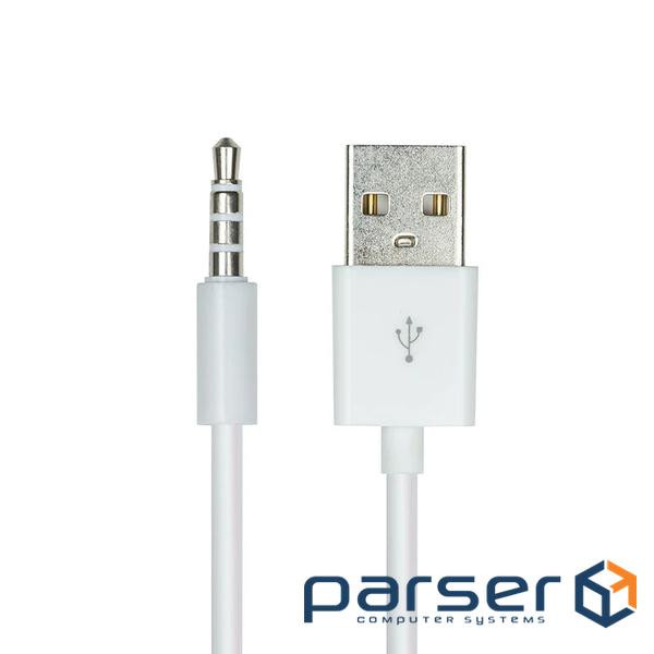 Кабель аудіо USB для iPod Shuffle Jack 3.5mm M 4 pin -> USB AM, 1.0 м. білий (S1010) (S1010)