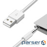 Кабель аудіо USB для iPod Shuffle Jack 3.5mm M 4 pin -> USB AM, 1.0 м. білий (S1010) (S1010)