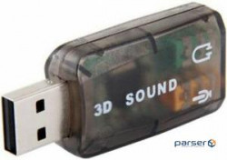 Звукова плата USB, 2 Channel (3D Sound) RTL (B00443)