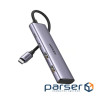 Концентратор Ugreen USB-C to 2xUSB 3.0 + 2xUSB-C CM473 gray (15395)