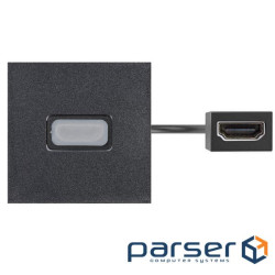 Патч-корд з HDMI 2.0 розеткою 45х45 мм та роз"ємом HDMI 2.0 "мама-мама", чорний (K129C/14)