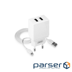 Зарядний пристрій XO L75 2USB/2.4A + Lightning White (XO-L75-L)