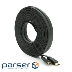 Кабель Merlion HDMI-HDMI 20m, v1.4, плоский Black, (Пакет), Q30 (YT-HDMI(M) / (M)SLIM-20m)