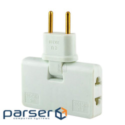 Трійник + перехідник 3 in 1, UK / US-EU, 220В, 10А, поворотний 180 &deg;, White (HK338W) 180 &deg;, White (HK338W)
