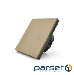 Сенсорний вимикач із заземленням + WiFi керування, двоканальний, gold, 86х86х35мм (17937)