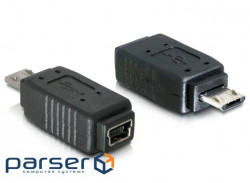 Перехідник пристроїв USB 2.0 mini 5p->microB F/ M, HQ, черный (70.06.5063-100)