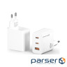 Зарядний пристрій Grand-X GaN 2xUSB-C + 1xUSB 65W PD3.0 QC4.0 AFC SCP FCP white (CH-990W)