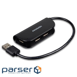 Хаб AXAGON HUE-X4B USB READY hub, 20 cm USB-A cable, Black