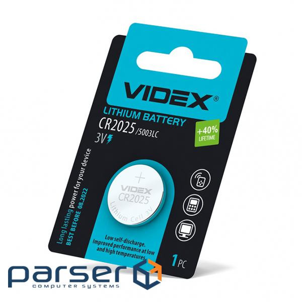 Батарейка VIDEX CR2025, Літієва Blister/ 1pcs (24233)