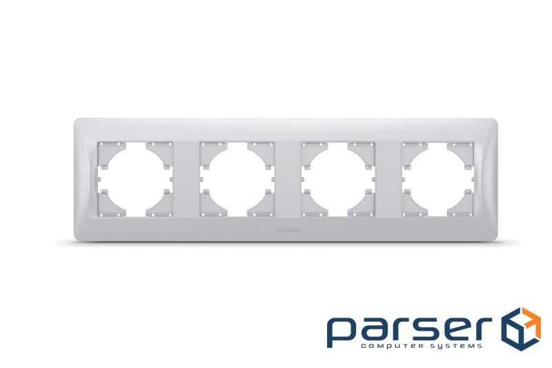 Рамка Videx BINERA срібний шовк 4 поста (VF-BNFR4H-SS)