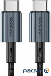 Cable USB 2.0 Type-C M-M, 2.0 m, (60W) braided, black Choetech (XCC-1015)