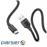 Дата кабель USB 2.0 AM to USB-C 1.0m 3A TPE embossed black ColorWay (CW-CBUC101-BK)