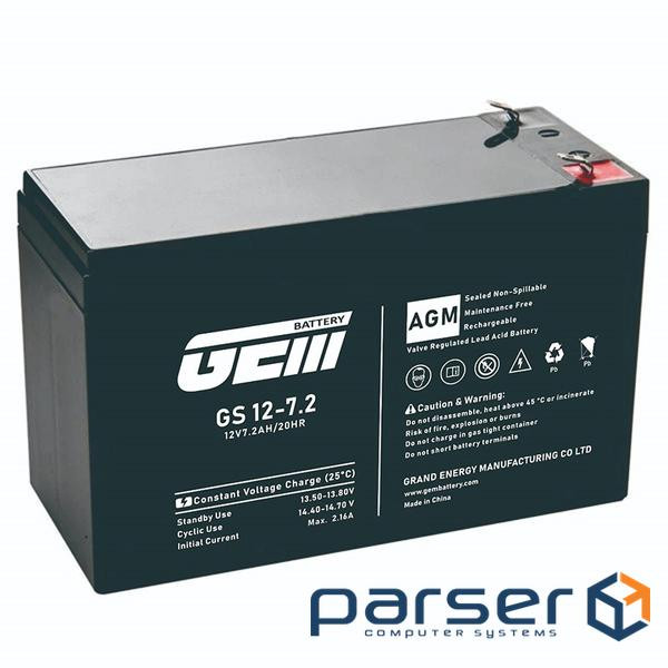 Акумуляторна батарея GEM Battery 12V, 7.2A (GS 12-7.2)