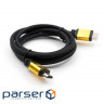Кабель мультимедійний HDMI to HDMI 3.0 m V2.0 metal Vinga (VCPDCHDMI2VMM3BK)