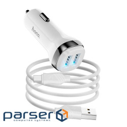 Набір АЗУ 12-24V HOCO Z40+ кабель Type-C, 2xUSB, 2.4A, кабель 1м, White, Box (Z40 / TW) , White, Box (Z40 / TW)