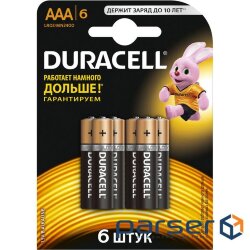 Батарейка Duracell AAA лужні 6 шт. в упаковці (5000394107472 / 81483511) (5000394107472 / 81483511)