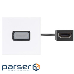 Патч-корд з HDMI 2.0 розеткою 45х45 мм та роз"ємом HDMI 2.0 "мама-мама", білий (K129C/9)