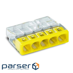 Клемний блок 5х1...2.5мм2, для однопров.проводн.,мідь, WAGO, прозорий (2273-205) (2273-205)