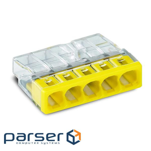 Клемний блок 5х1...2.5мм2, для однопров.проводн.,мідь, WAGO, прозорий (2273-205) (2273-205)