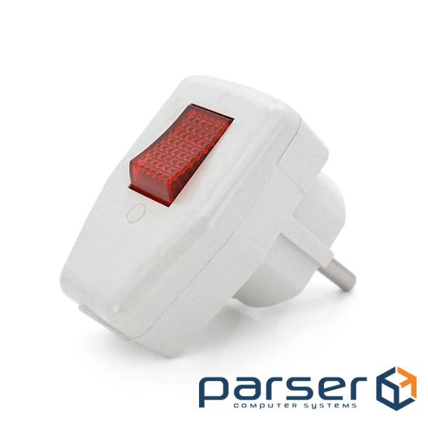 Вилка з вимикачем кутова YT-426A, 16A 250V, A105, White,