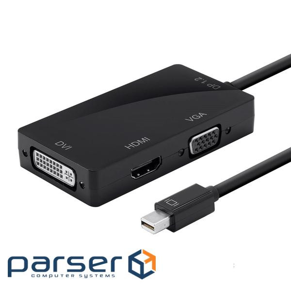 Конвертер mini Display Port (тато) на HDMI/VGA/DVI(мама) 30cm, Black, 4K/2K, Пакет (10313 Black)