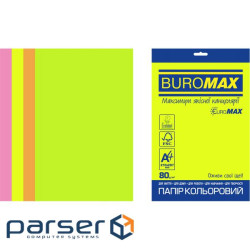 Папір Buromax А4, 80g, NEON, 4colors, 20sh, EUROMAX (BM.2721520E-99)