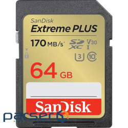 Карта пам'яті SANDISK SDXC Extreme Plus 64GB UHS-I U3 V30 Class 10 (SDSDXW2-064G-GNCIN)