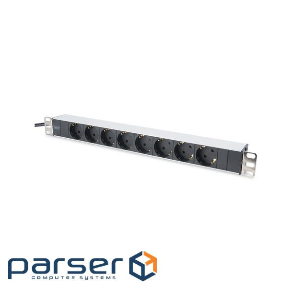Блок розеток DIGITUS 1U, 8xSchuko, 16A, 250V, вилка Schuko (DN-95401)