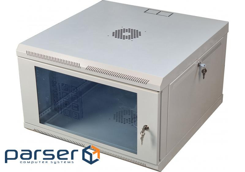 Шафа телекомунікаційна 19" VAGO 6U, настінна, двері акрил, сіра, (370х600х600) (021485) 600) (021485)