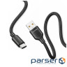 Дата кабель USB 2.0 AM to USB-C 2.0m 3A TPE embossed black ColorWay (CW-CBUC102-BK)