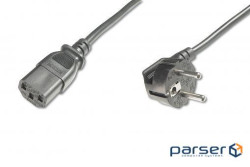 Кабель живлення DIGITUS Schuko 90 - C13 M/F, 0.75m, black (AK-440109-008-S)