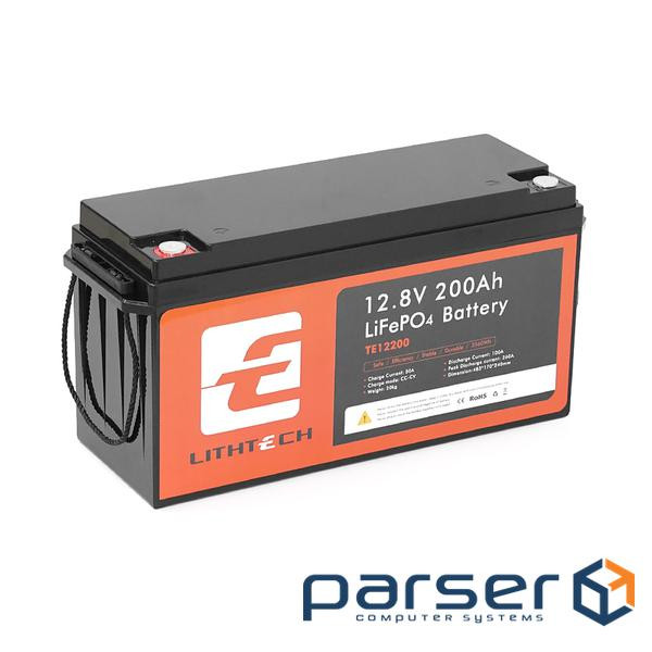 LITHTECH TE12200B + Bluetooth LiFePO4 12,8V 200Ah, 2.25kWh, BMS200A@4S, 6000 cycles