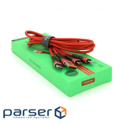 Дата кабель USB 2.0 AM to Lightning + Micro 5P + Type-C 1.0m KSC-296 TUOYUAN Red iKAKU (KSC-296-R)
