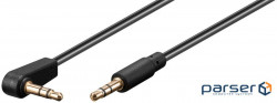 Audio signal cable Jack 3.5mm 3pin M/M 5.0m, 90ё AUX Shield AWG28 D=2.6mm Cu, black (75.05.9526