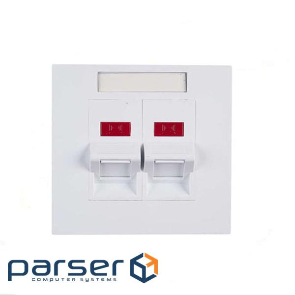 Рамка розетки під 2 модулі Keystone 86*86, зі скошеною шторкою (KD-FP14) (KD-FP14)