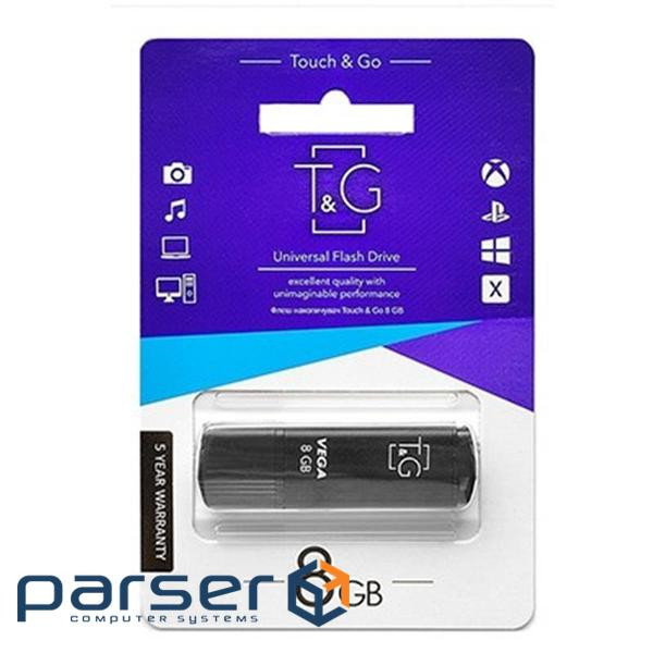 Флеш-накопичувач USB 8GB T&G 121 Vega Series Black (TG121-8GBBK)