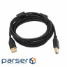 Кабель USB 2.0 AM / BM, 3.0m, 1 ферит, чорний, Пакет Q200 (YT-AM/BM-3.0B)