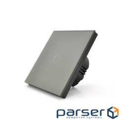 Сенсорний вимикач із заземленням + WiFi керування, одноканальний, gray, 86х86х35мм (17940)