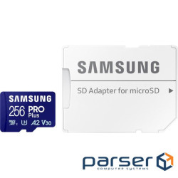 Карта пам'яті SAMSUNG microSDXC Pro Plus 256GB UHS-I U3 V30 A2 Class 10 + SD-adapter (MB-MD256SA/EU)
