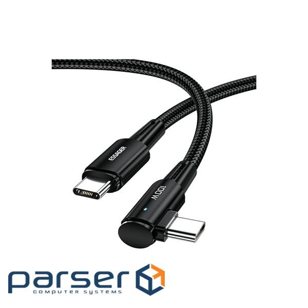 Дата кабель USB-C to USB-C 2.0m 100W 90 corner black Essager (EXCTT1-CGWTA01)