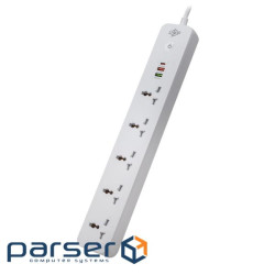 Мережевий фільтр (подовжувач ) LogicPower (5x220V-2500W, 1xUSB-38W/PD/QC3.0, 1xType-C 20W, 1xUS (30324)