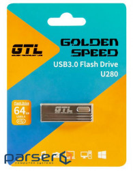 USB 3.0 Flash Drive 64Gb GTL U280 Silver, 70/15MBs (GTL-U280-64)