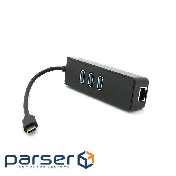 Type-C-хаб, 3х USB 3.0 + 1 Gigabit Lan, Black, Box (YT-TCA3H3+Et-W)