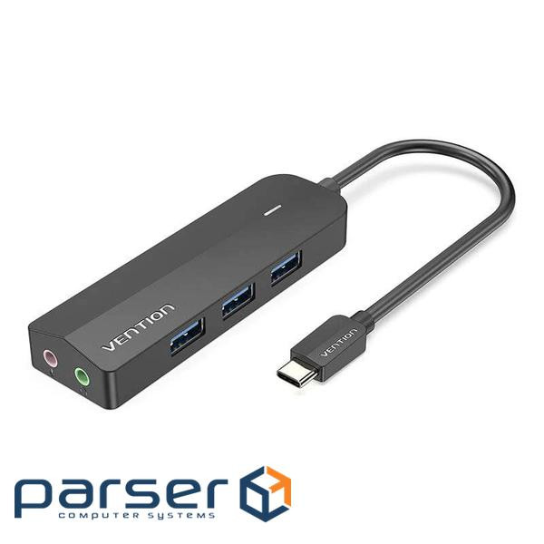 USB хаб VENTION 6-in-1 USB-C to USB3.0x3/Micro-B Power Hub with External Stereo Sound Adapter (TGQBB