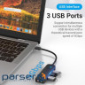 USB хаб VENTION 6-in-1 USB-C to USB3.0x3/Micro-B Power Hub with External Stereo Sound Adapter (TGQBB