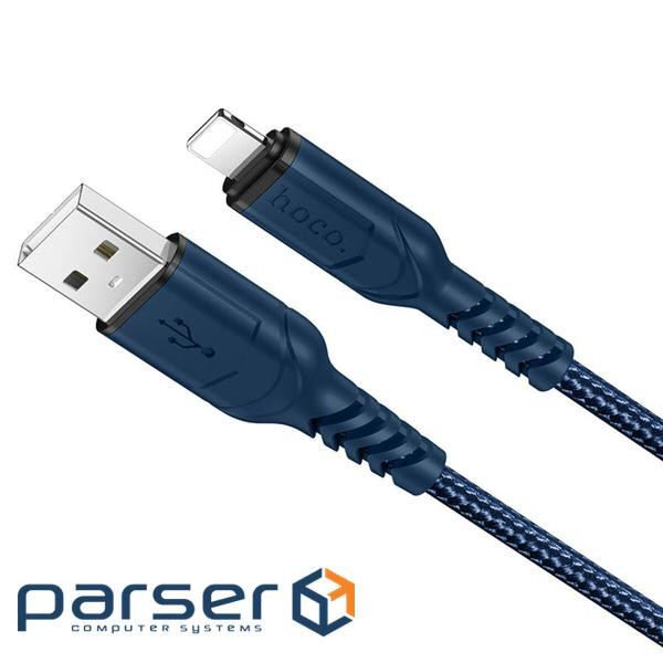 Дата кабель USB 2.0 AM to Lightning 1.0m 2.4A nylon X59 blue HOCO (6931474744883)