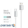 Дата кабель USB 2.0 AM to USB-C 1.0m 3A zinc alloy braided white ColorWay (CW-CBUC098-WT)