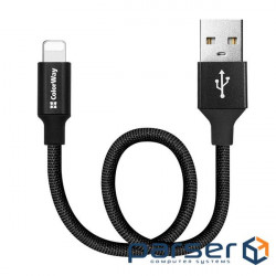 Date cable USB 2.0 AM to Lightning 0.25m black ColorWay (CW-CBUL048-BK)