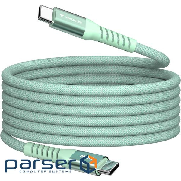 Магнітний кабель живлення та синхронізації Verbatim 60 Вт /USB-C-USB-C /120 см-зелений (31864)