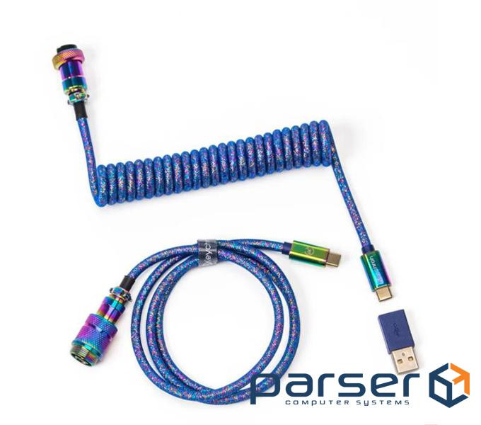 Кабель Type-A/Type-C Keychron Premium Coiled Aviator Cable-Straight Rainbow Palted B (CAB6 KEYCHRON)